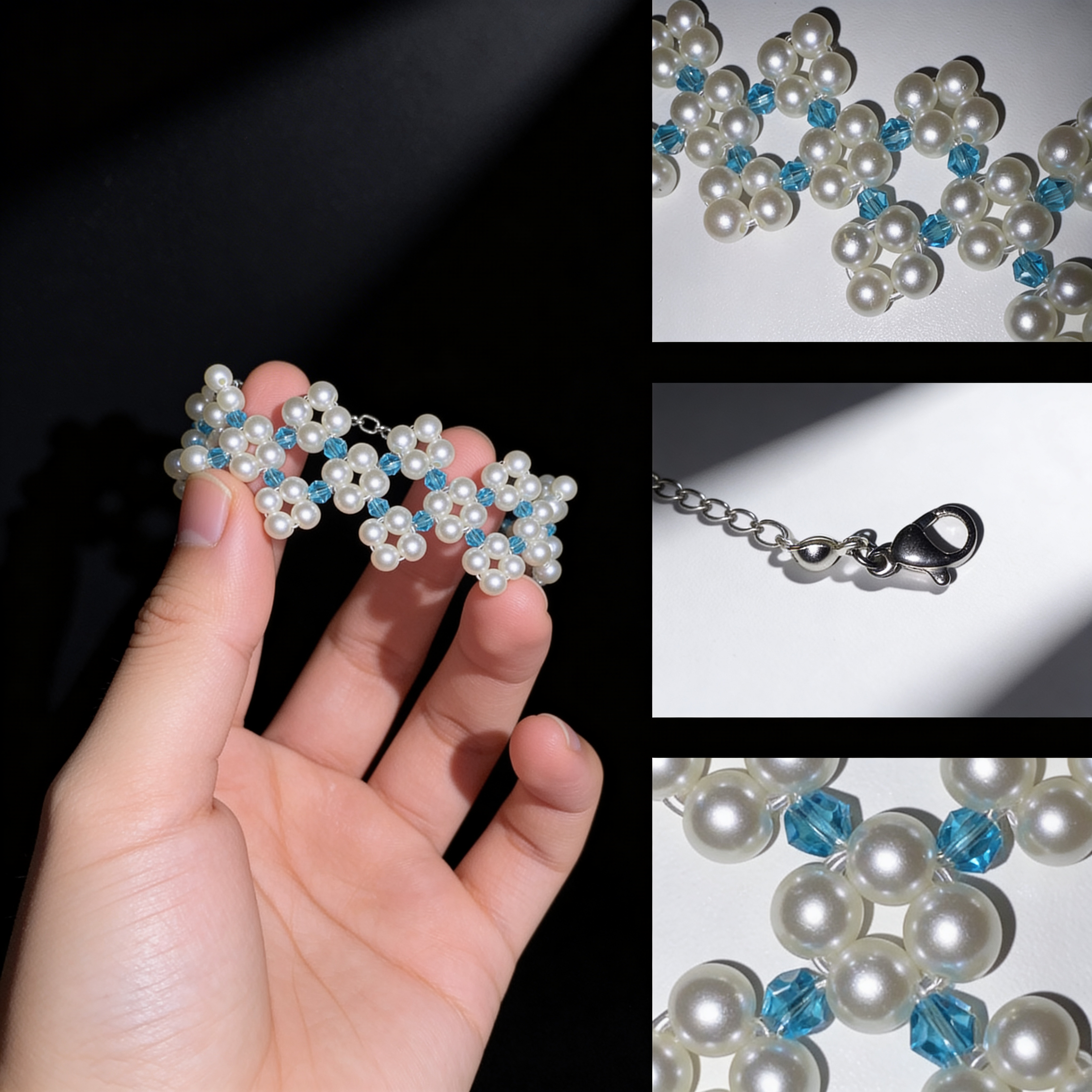 Elegantes Perlenarmband für Damen – Handgemachter Perlenschmuck mit türkisfarbenen Akzenten | Carylia