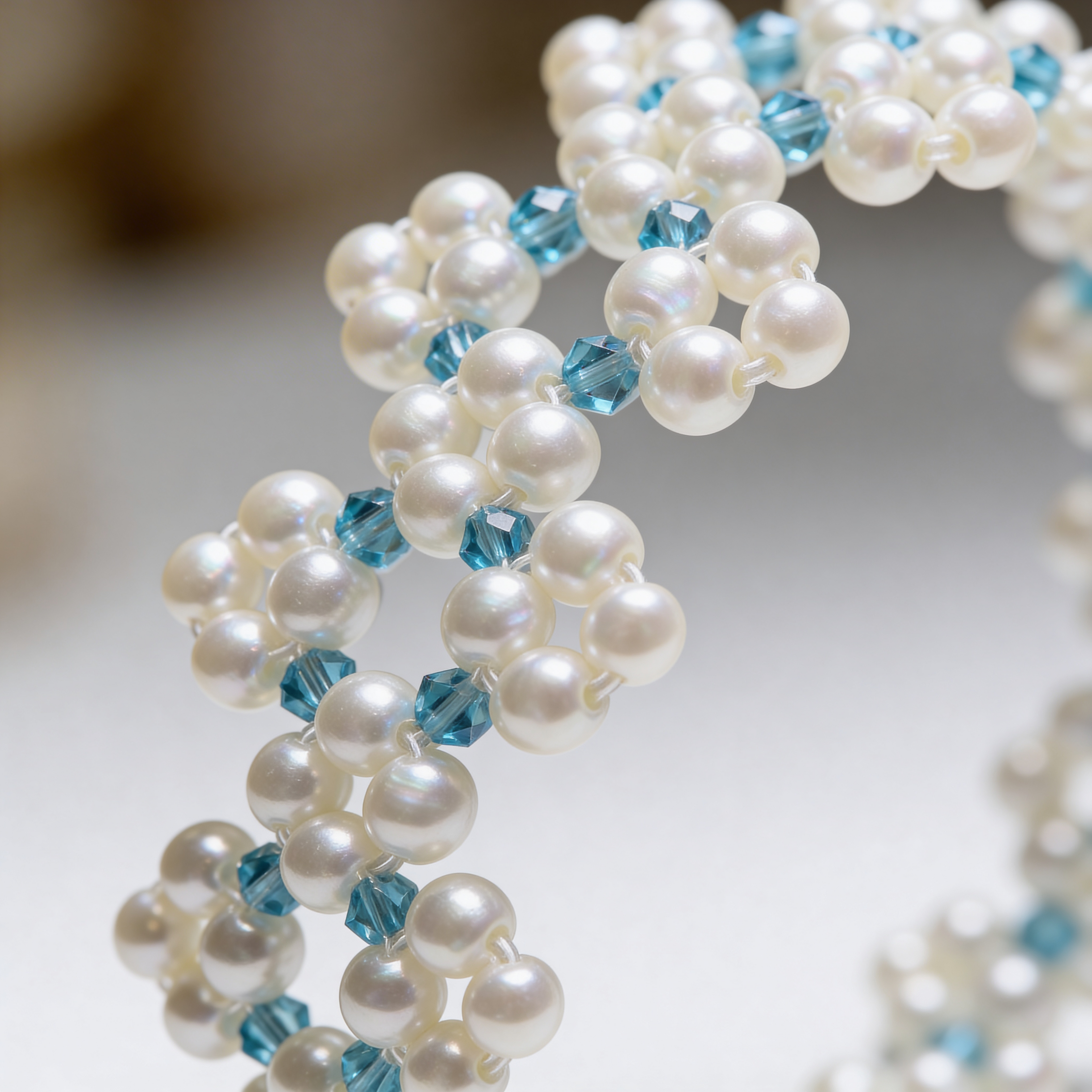 Elegantes Perlenarmband für Damen – Handgemachter Perlenschmuck mit türkisfarbenen Akzenten | Carylia